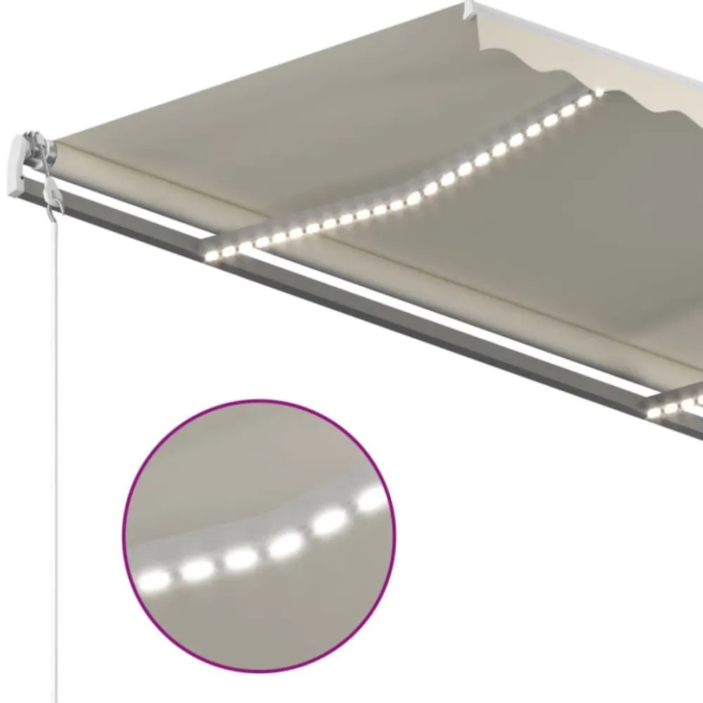Best FinePRICE Sisäänkelattava markiisi LED/tuulisensori 300x250cm keltainen/valkoinen