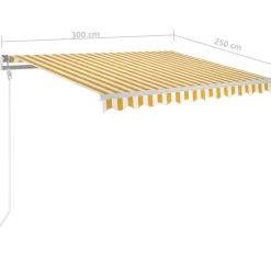 Best FinePRICE Sisäänkelattava markiisi LED/tuulisensori 300x250cm keltainen/valkoinen