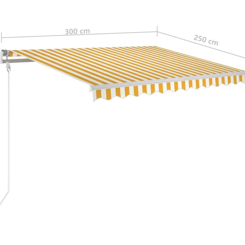 Best FinePRICE Sisäänkelattava markiisi LED/tuulisensori 300x250cm keltainen/valkoinen