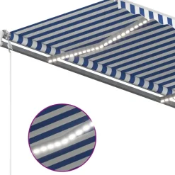 Best FinePRICE Sisäänkelattava markiisi LED/tuulisensori 300x250cm keltainen/valkoinen