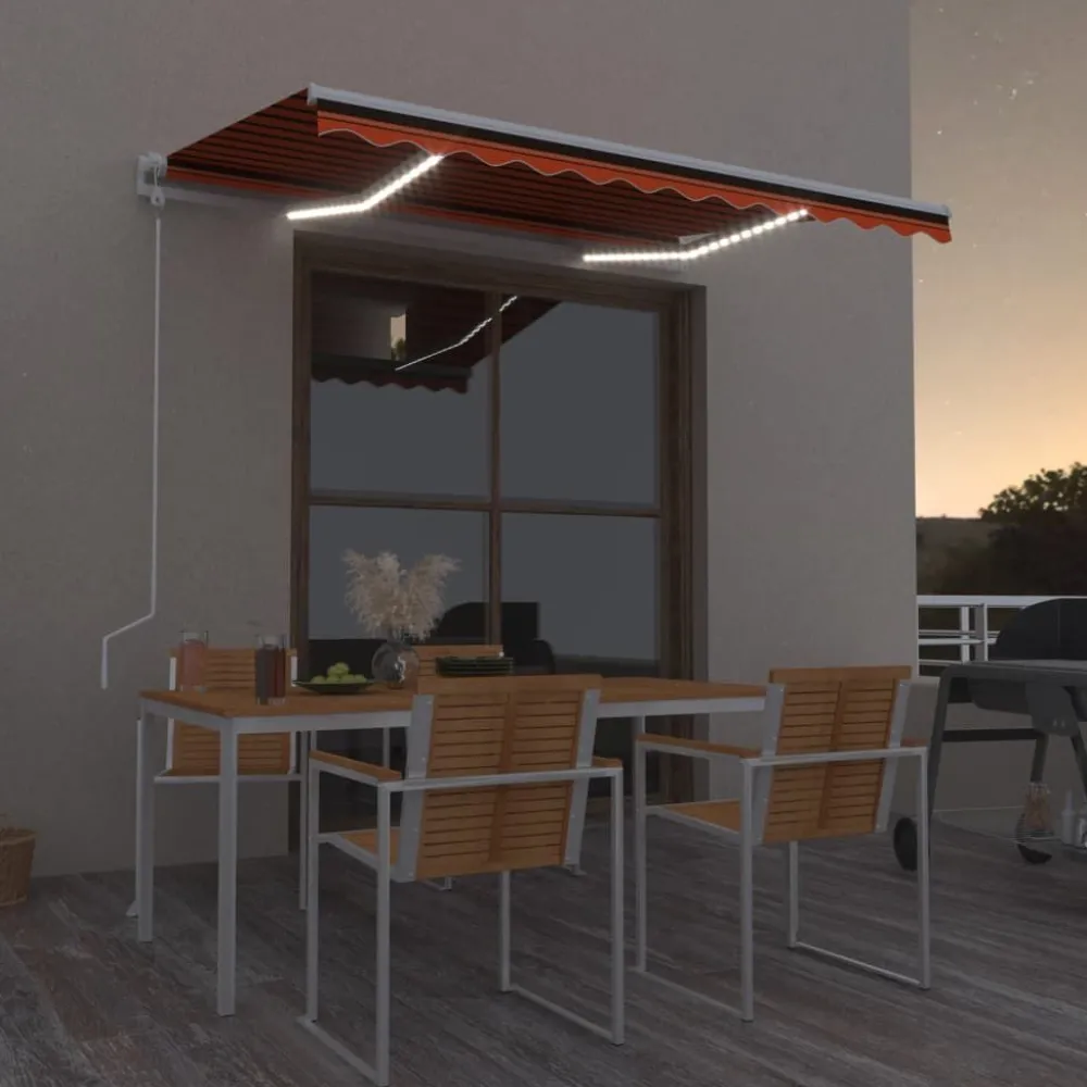 Best FinePRICE Sisäänkelattava markiisi LED/tuulisensori 300x250cm keltainen/valkoinen