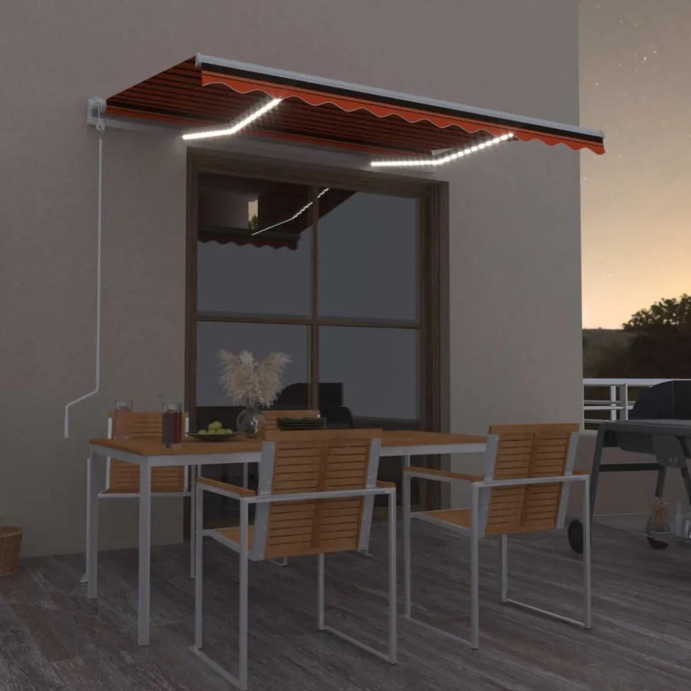 Best FinePRICE Sisäänkelattava markiisi LED/tuulisensori 300x250cm keltainen/valkoinen