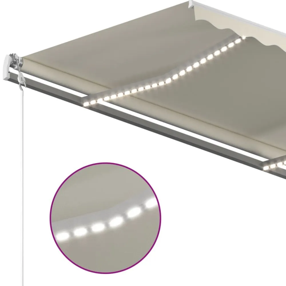 Best FinePRICE Sisäänkelattava markiisi LED/tuulisensori 300x250cm keltainen/valkoinen