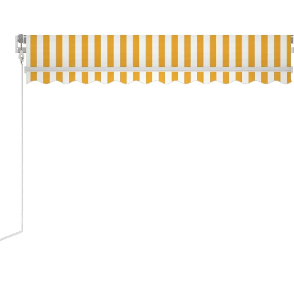 Best FinePRICE Sisäänkelattava markiisi LED/tuulisensori 300x250cm keltainen/valkoinen