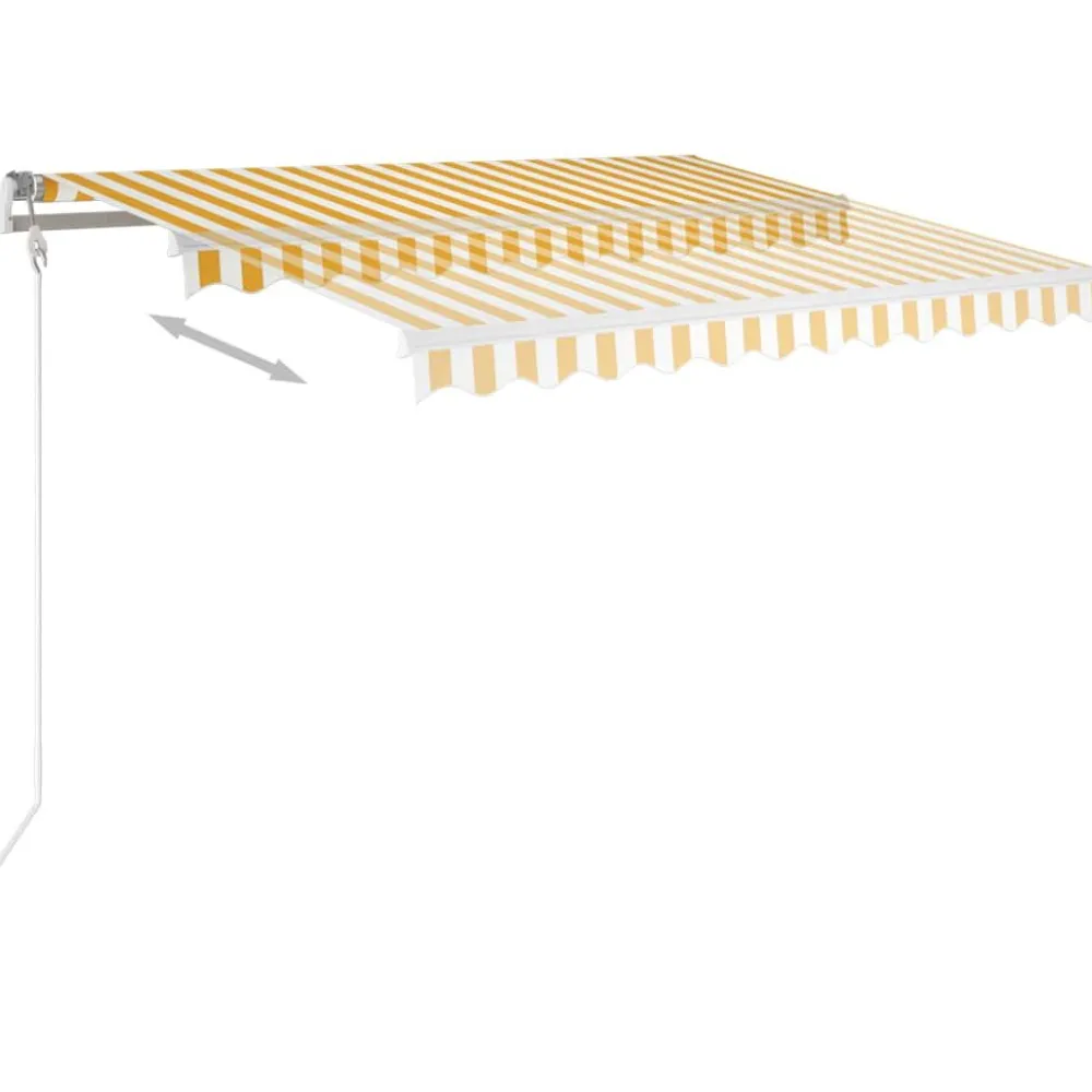 Best FinePRICE Sisäänkelattava markiisi LED/tuulisensori 300x250cm keltainen/valkoinen