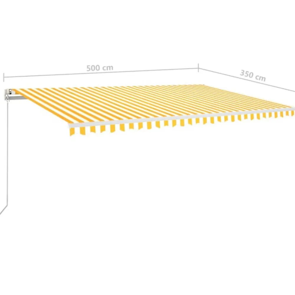 Best FinePRICE Sisäänkelattava markiisi LED/tuulisensori 300x250cm keltainen/valkoinen