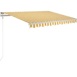 Best FinePRICE Sisäänkelattava markiisi LED/tuulisensori 300x250cm keltainen/valkoinen