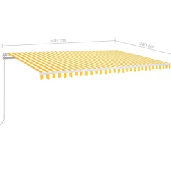 Best FinePRICE Sisäänkelattava markiisi LED/tuulisensori 300x250cm keltainen/valkoinen