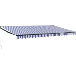 Clearance FinePRICE Sisäänkelattava markiisi sininen/valkoinen 5x3 m kangas/alumiini
