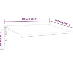Clearance FinePRICE Sisäänkelattava markiisi sinivalkoinen 4x3 m kangas/alumiini