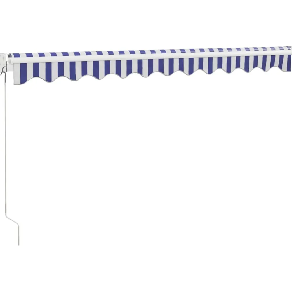 FinePRICE Sisäänkelattava markiisi sininen/valkoinen 3,5x2,5 m kangas/alumiini