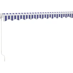 Online FinePRICE Sisäänkelattava markiisi sininen/valkoinen 3x2,5 m kangas/alumiini
