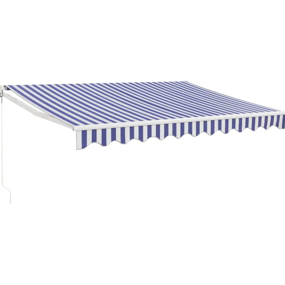 Online FinePRICE Sisäänkelattava markiisi sininen/valkoinen 3x2,5 m kangas/alumiini