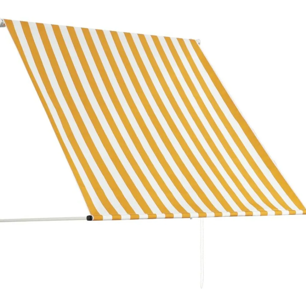 FinePRICE Sisäänkelattava markiisi 150x150 cm keltainen ja valkoinen