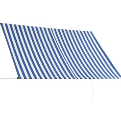 Online FinePRICE Sisäänkelattava markiisi 250x150 cm sininen ja valkoinen