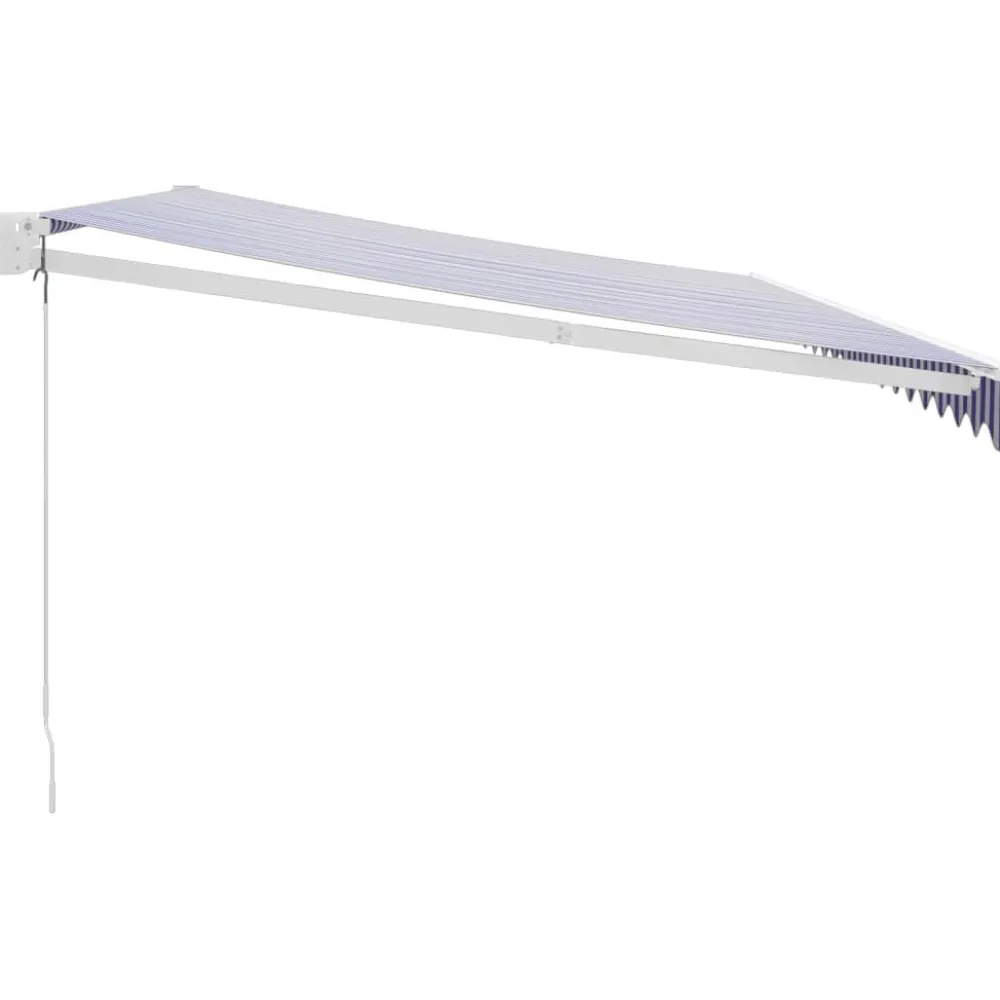 Outlet FinePRICE Sisäänkelattava markiisi 5x3 m, sinivalkoinen, kangas/alumiini