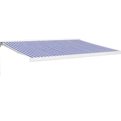 Clearance FinePRICE Sisäänkelattava markiisi 4x3 m, sininen/valkoinen kangas/alumiini