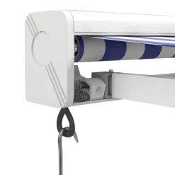 Clearance FinePRICE Sisäänkelattava markiisi 4x3 m, sininen/valkoinen kangas/alumiini
