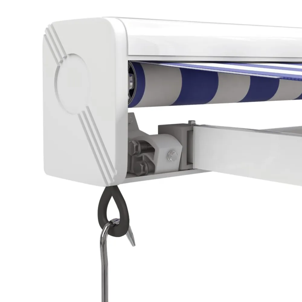 Clearance FinePRICE Sisäänkelattava markiisi 4x3 m, sininen/valkoinen kangas/alumiini