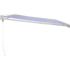 Clearance FinePRICE Sisäänkelattava markiisi 4x3 m, sininen/valkoinen kangas/alumiini