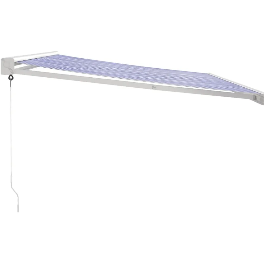 Clearance FinePRICE Sisäänkelattava markiisi 4x3 m, sininen/valkoinen kangas/alumiini