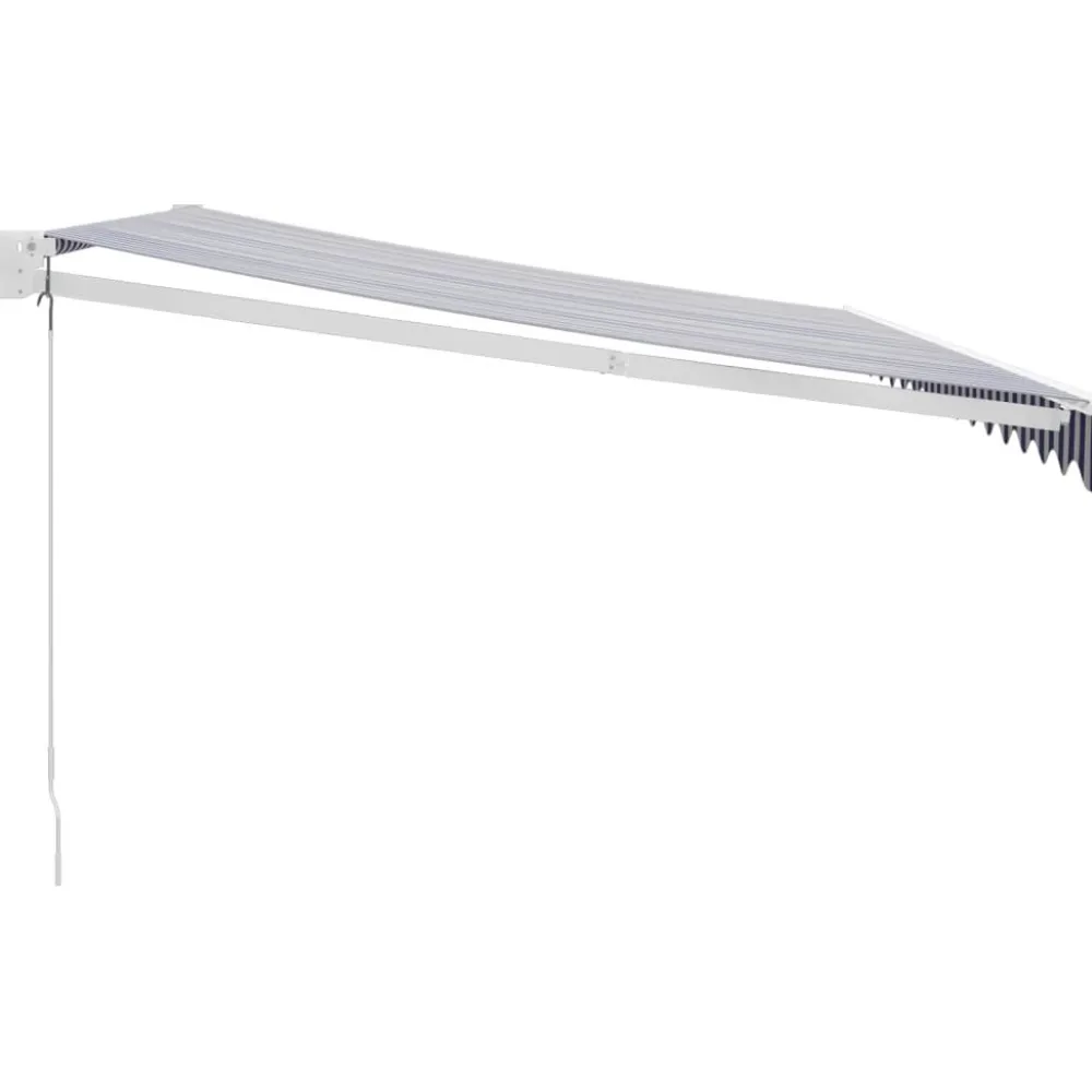 Clearance FinePRICE Sisäänkelattava markiisi 4,5x3 m, sinivalkoine, kangas/alumiini