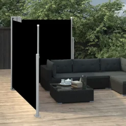 Best FinePRICE Sisäänvedettävä sivumarkiisi 160x600 cm musta