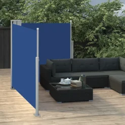 Online FinePRICE Sisäänvedettävä sivumarkiisi 100x600 cm sininen