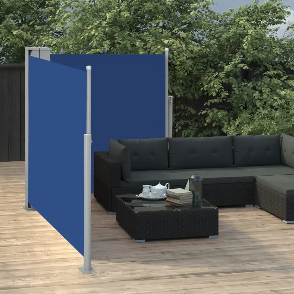 Online FinePRICE Sisäänvedettävä sivumarkiisi 100x600 cm sininen