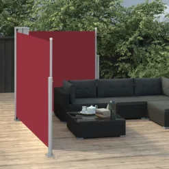 Hot FinePRICE Sisäänvedettävä sivumarkiisi 120x600 cm punainen