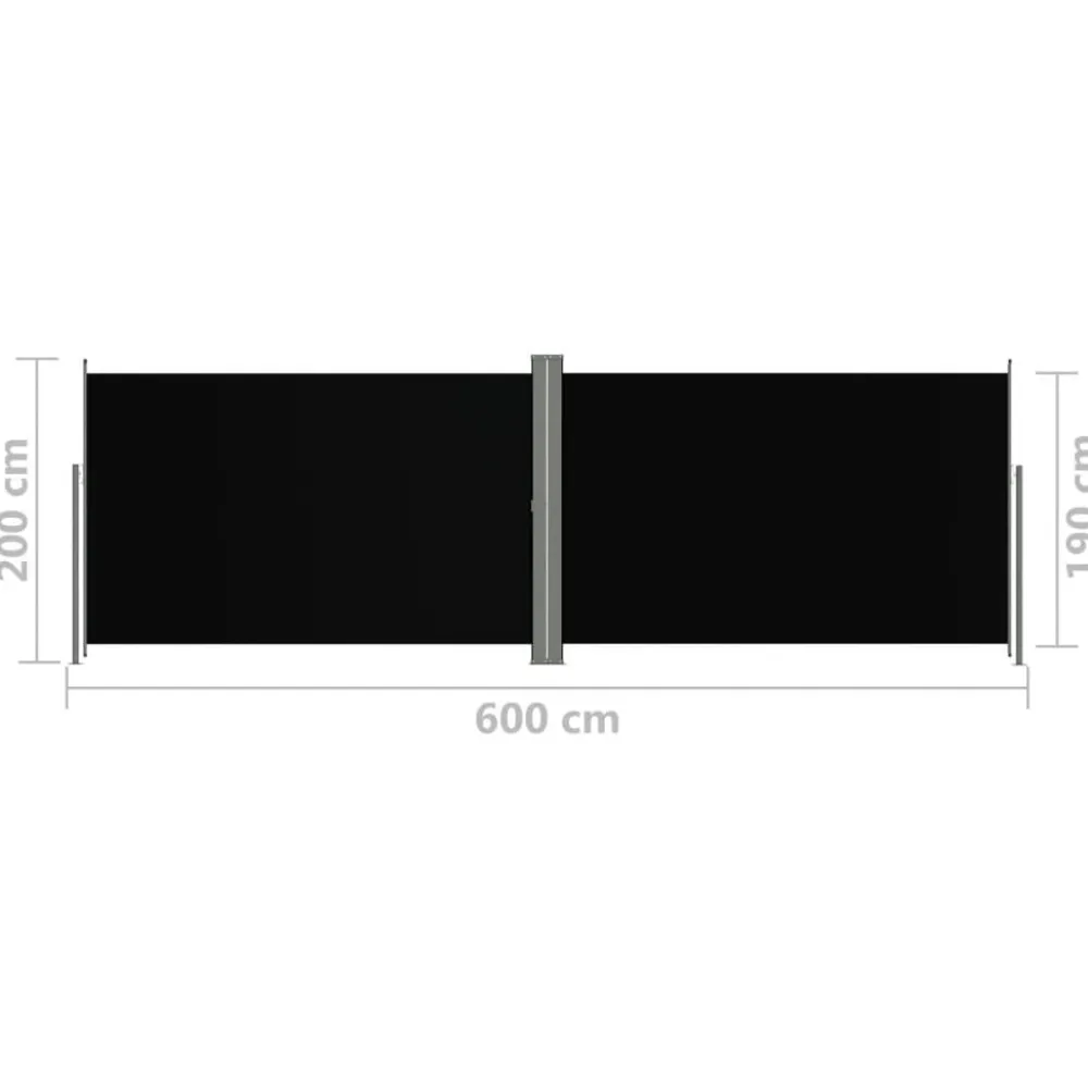 New FinePRICE Sisäänvedettävä sivumarkiisi 117x1200 cm musta