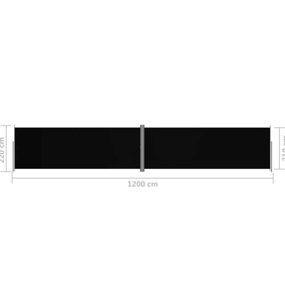 New FinePRICE Sisäänvedettävä sivumarkiisi 117x1200 cm musta