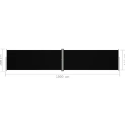 New FinePRICE Sisäänvedettävä sivumarkiisi 117x1200 cm musta
