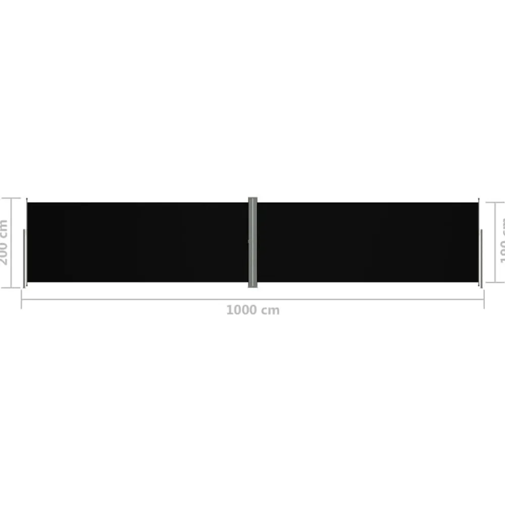 New FinePRICE Sisäänvedettävä sivumarkiisi 117x1200 cm musta