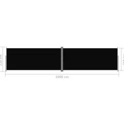 New FinePRICE Sisäänvedettävä sivumarkiisi 117x1200 cm musta