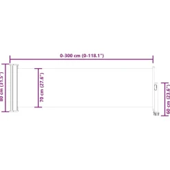 Online FinePRICE Sisäänvedettävä terassin sivumarkiisi 80x300 cm kerma