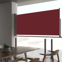 FinePRICE Sisäänvedettävä terassin sivumarkiisi 60x300 cm punainen