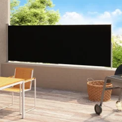 Hot FinePRICE Sisäänvedettävä terassin sivumarkiisi 200x500 cm musta