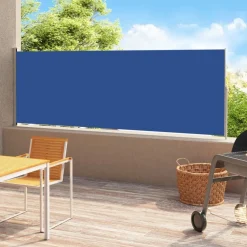Best FinePRICE Sisäänvedettävä terassin sivumarkiisi 180x500 cm sininen