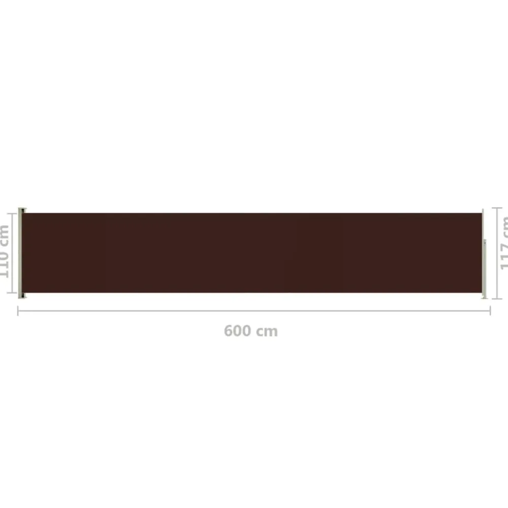 FinePRICE Sisäänvedettävä terassin sivumarkiisi 117x600 cm ruskea