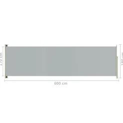 FinePRICE Sisäänvedettävä terassin sivumarkiisi 117x600 cm ruskea