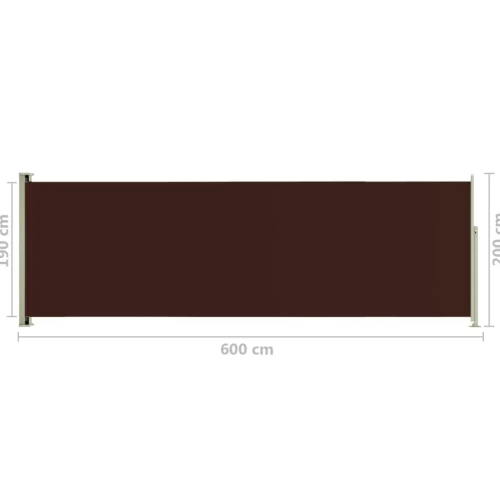 FinePRICE Sisäänvedettävä terassin sivumarkiisi 117x600 cm ruskea