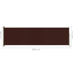 FinePRICE Sisäänvedettävä terassin sivumarkiisi 117x600 cm ruskea