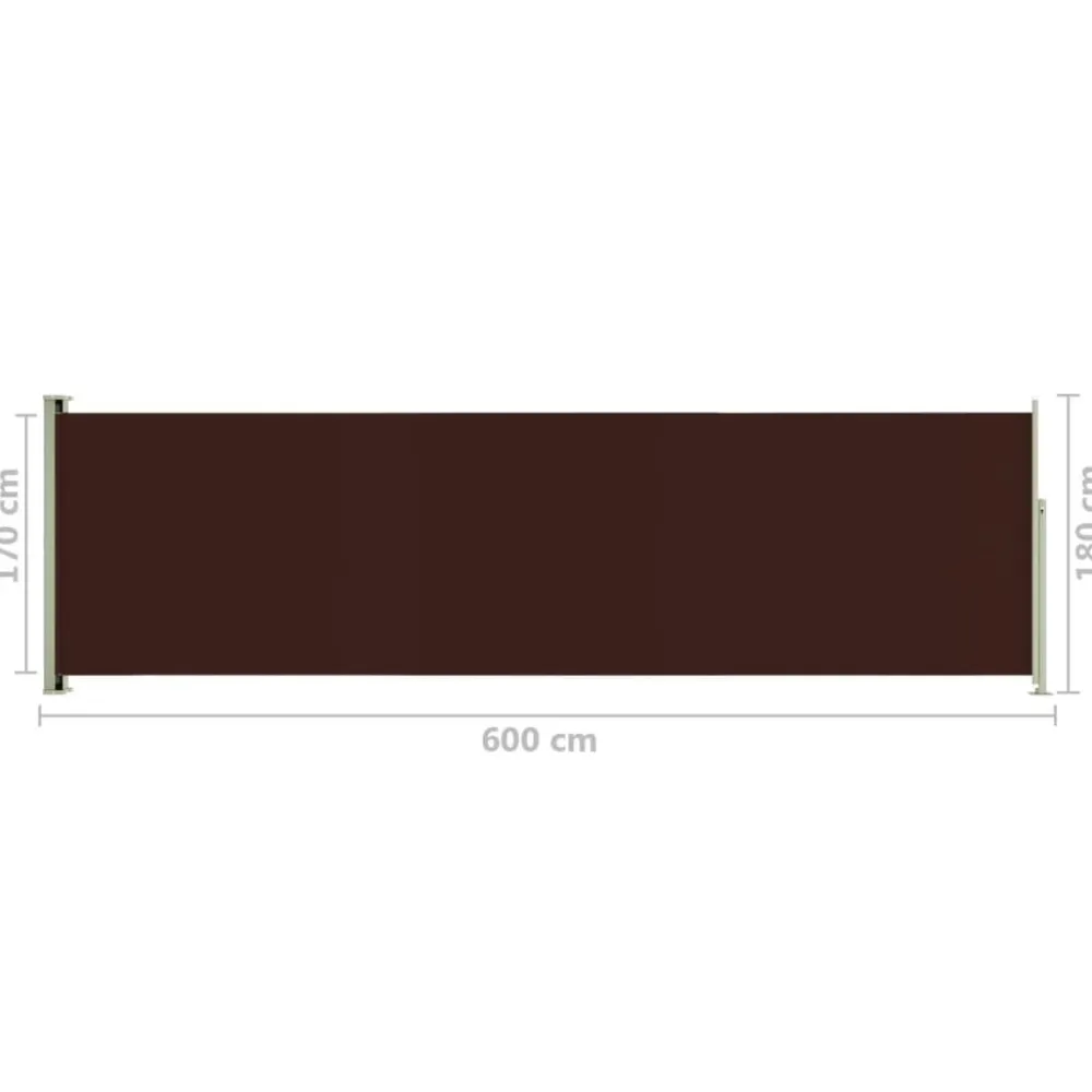 FinePRICE Sisäänvedettävä terassin sivumarkiisi 117x600 cm ruskea