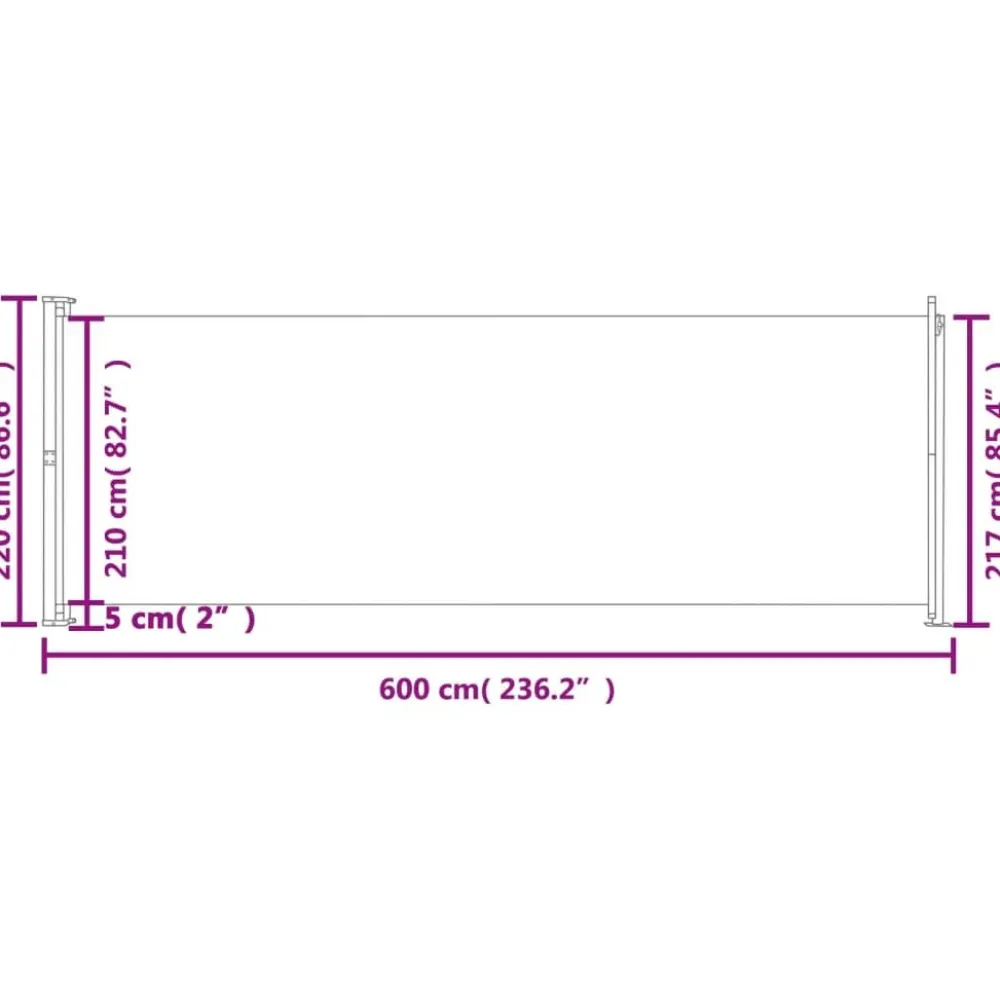 FinePRICE Sisäänvedettävä terassin sivumarkiisi 117x600 cm ruskea