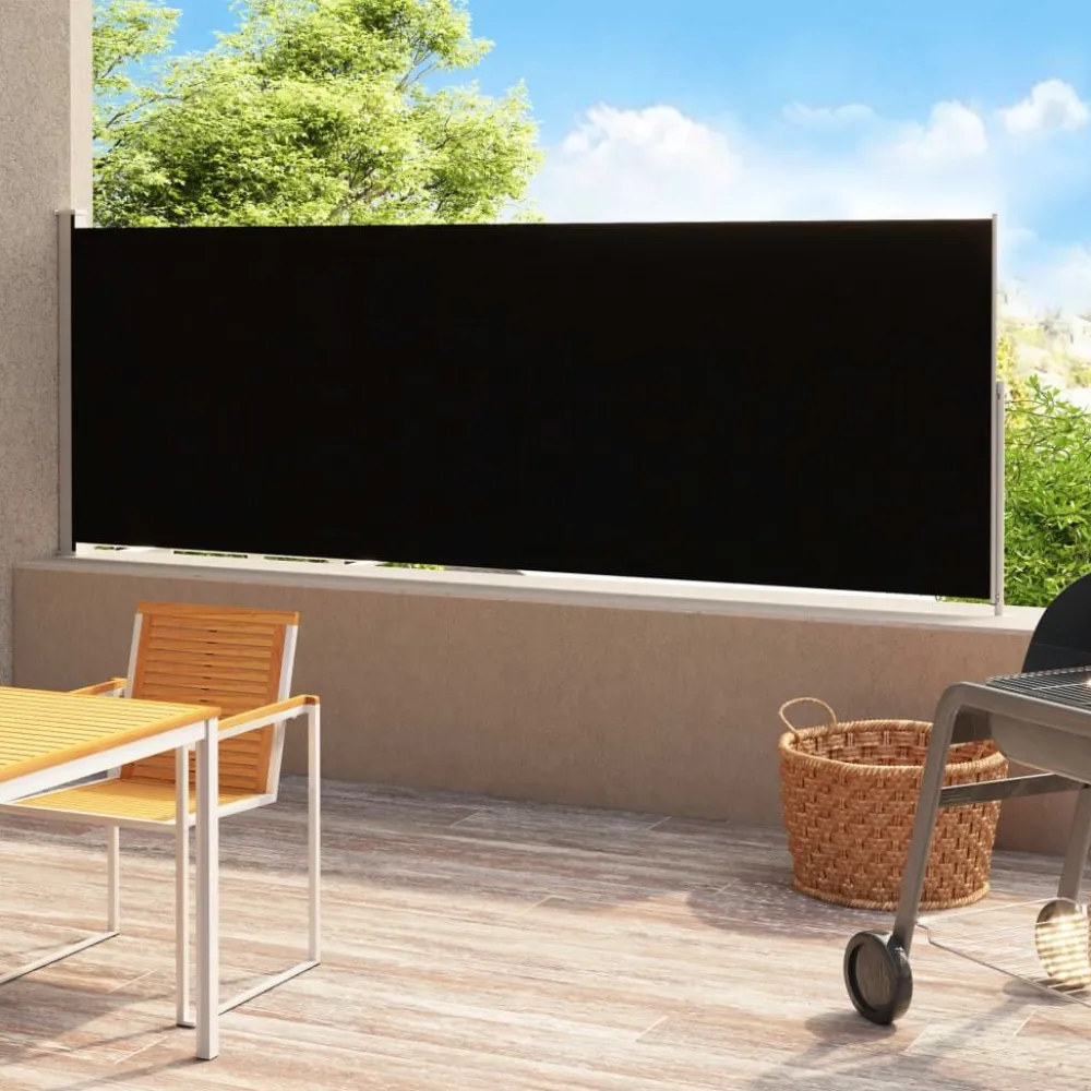Outlet FinePRICE Sisäänvedettävä terassin sivumarkiisi 1 180x500 cm musta