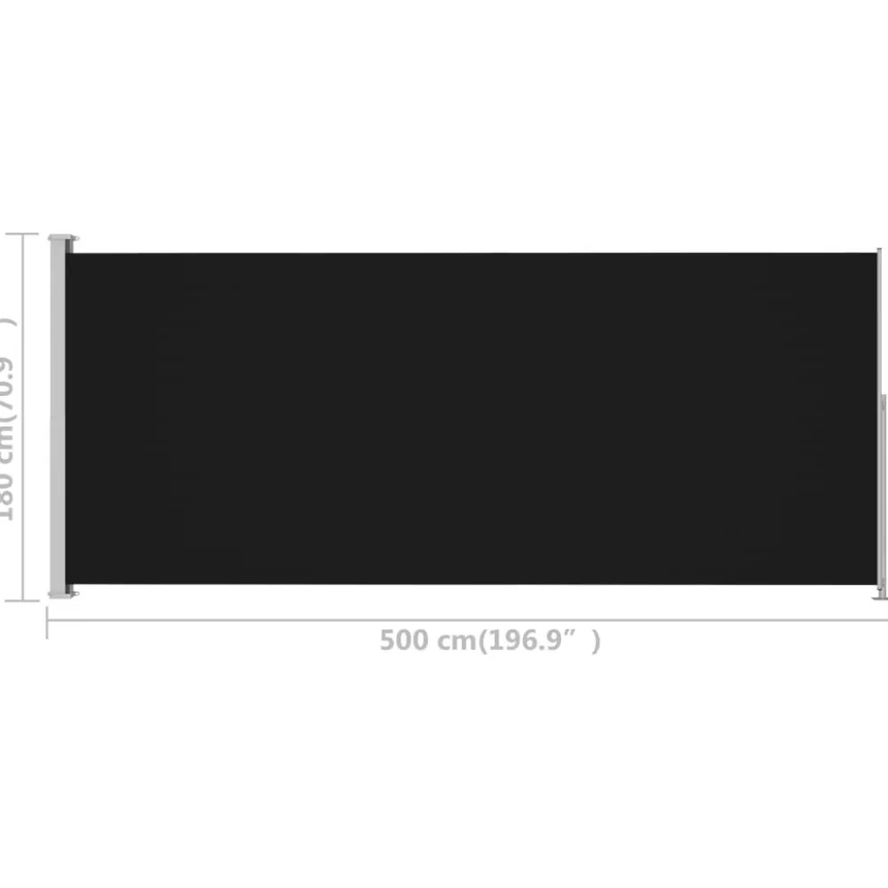 Outlet FinePRICE Sisäänvedettävä terassin sivumarkiisi 1 180x500 cm musta