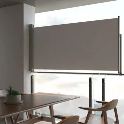 New FinePRICE Sisäänvedettävä terassin sivumarkiisi 120 x 300 cm harmaa