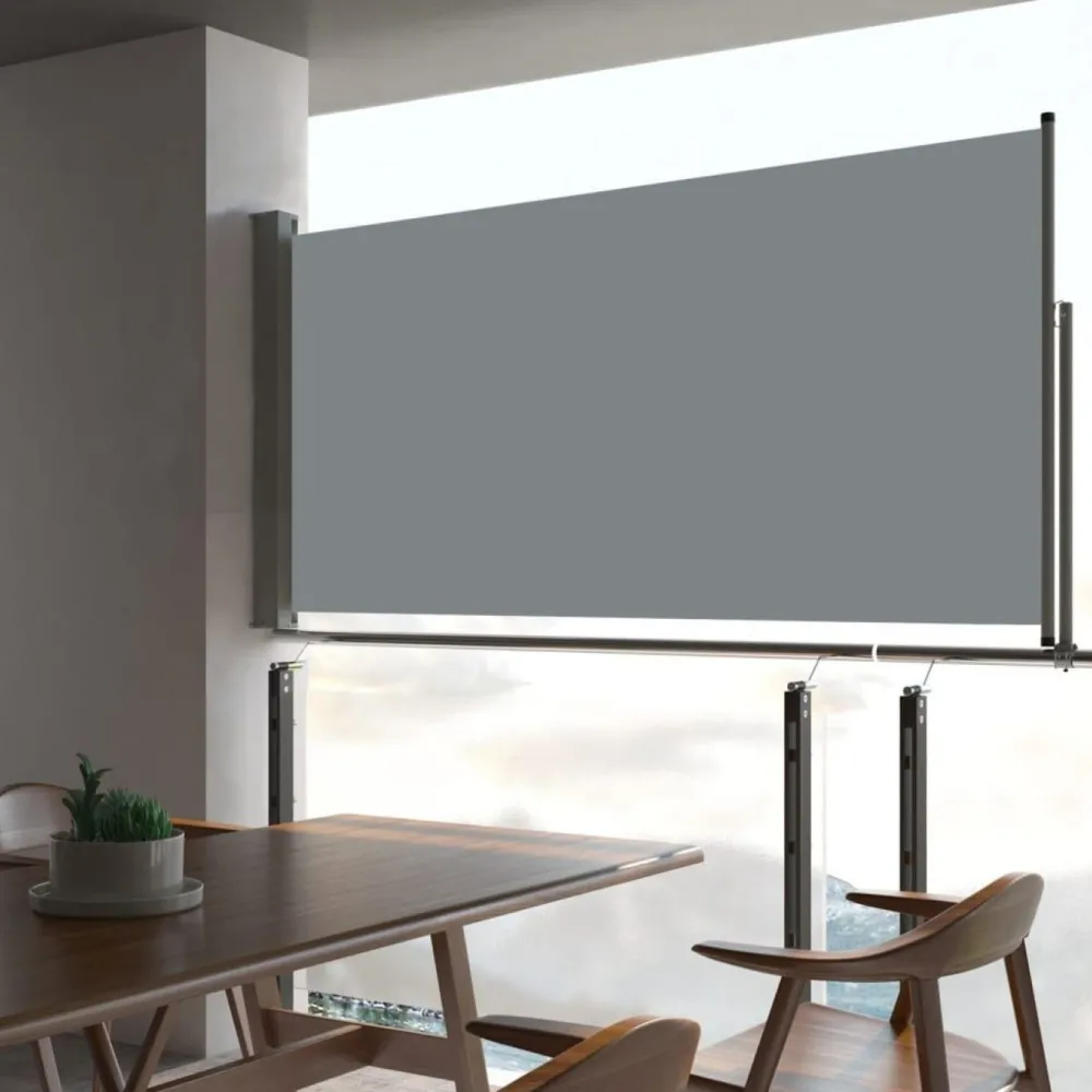 Clearance FinePRICE Sisäänvedettävä terassin sivumarkiisi 80x300 cm harmaa