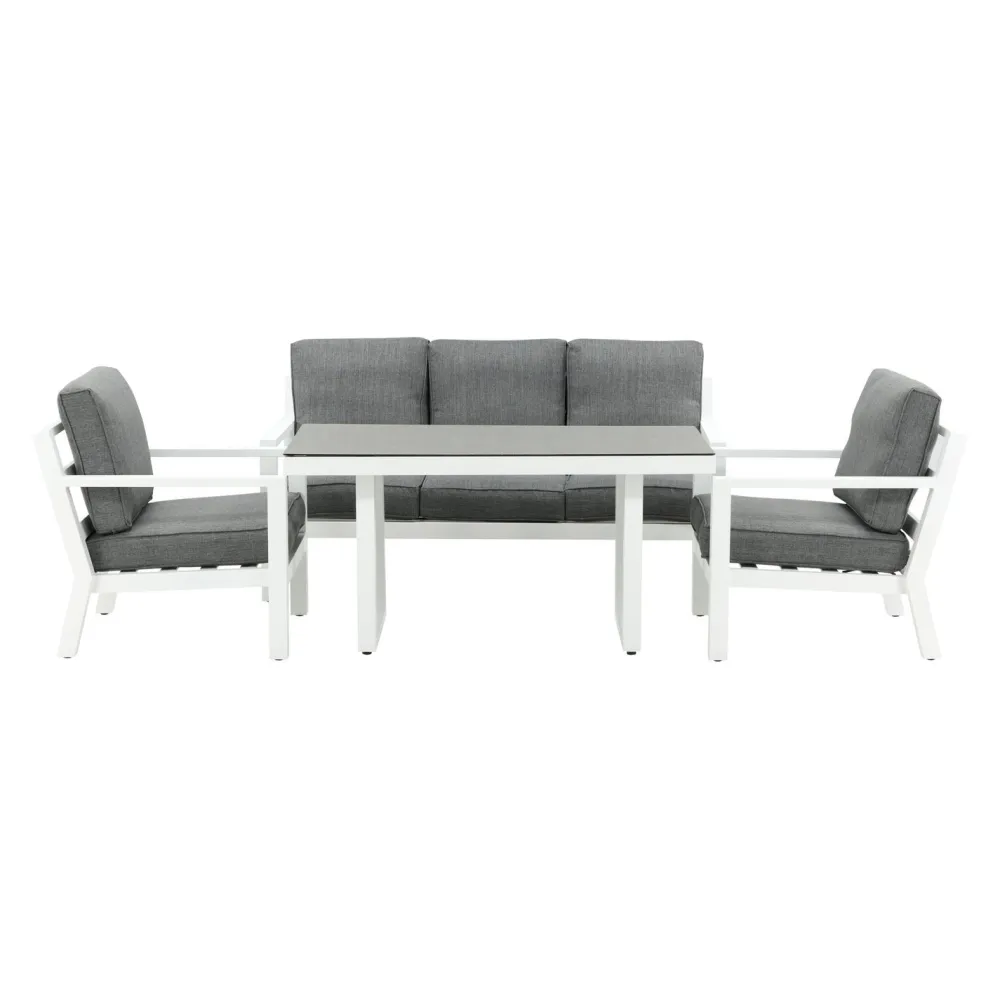 Clearance Venture Home Sohvaryhmä Barcelona, 3-istuttava sohva ja 2 nojatuolia, harmaa/valkoinen